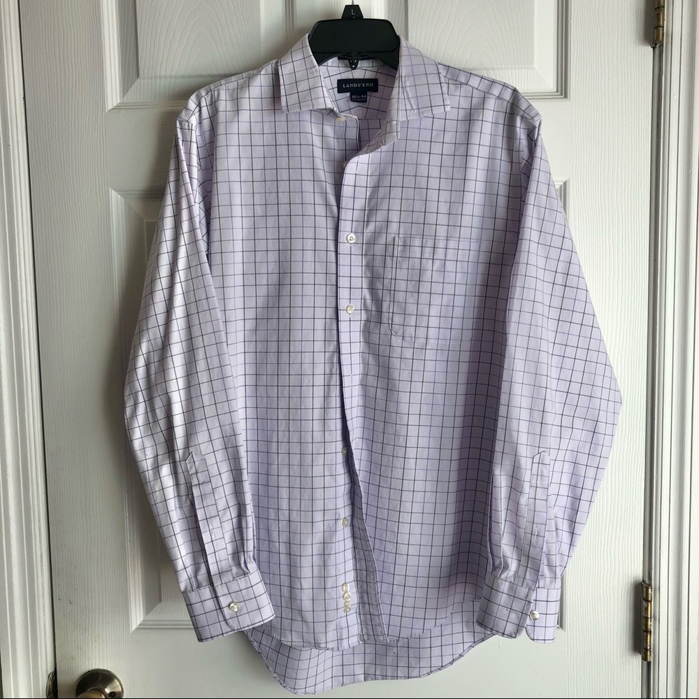 Lands End Pinpoint Oxford 15 1/2 - 34 Purple